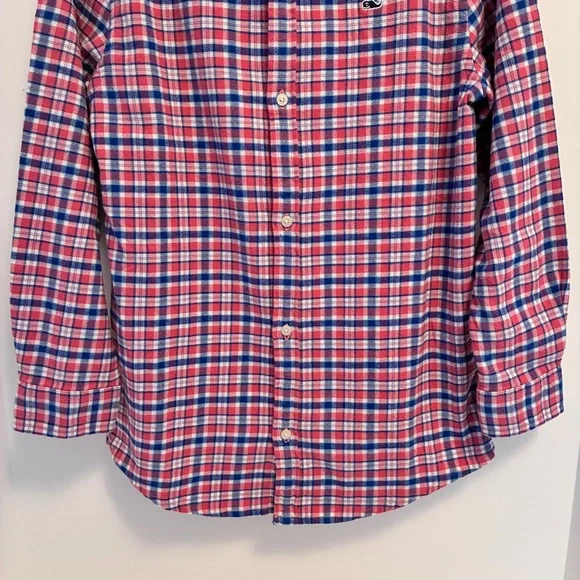 Vineyard Vines Boys Flannel Plaid Whale Shirt Lobster Reef Red Blue Size S - Picture 3 of 6